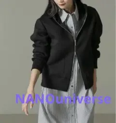 nano universe パーカー　黒 テックダンボールダブルジップパーカー