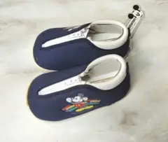 【未使用】ミッキーマウス　ベビーシューズ　12.5cm　ネイビー