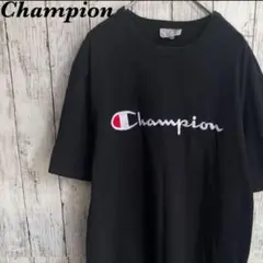 【人気】champion チャンピオン　Tシャツ ブラック　L 刺繍ロゴ