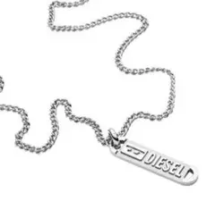 最安値 DIESEL シルバー タグ型ネックレス