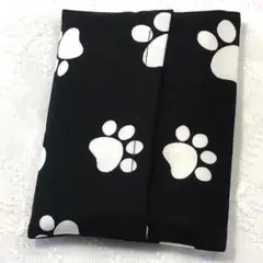 ハンドメイド　ポケットティッシュケース　肉球　犬　猫　ブラック