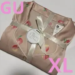 GU サテンパジャマ 半袖&ショートパンツ ピーチ　XL