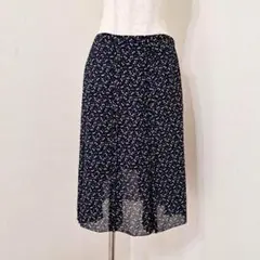 エンスウィート ドット柄シフォンフレアスカート ブラック×ブルー（5）