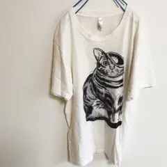 Tシャツ　白Tシャツ　猫　ねこ　ネコ　cat 半袖