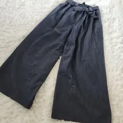 Laulea ラウレア リジット デニム　ワイド パンツ ガウチョ M ブルー
