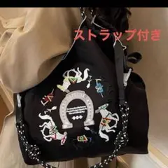 刺繍デザイン エコバック　馬柄　新品未使用　トートバッグ　ストラップ付き