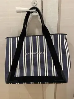 BALENCIAGA トートバッグM ネイビー ストライプ