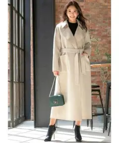 新品タグ付き♪スタイルデリ【LUXE】ロングレングスリバーコート★エクリュ★02