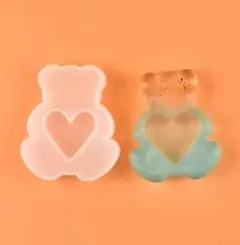 #0314シリコンモールド　ハートベア　シェイカー　キーホルダー　レジン
