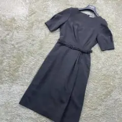 【美品】CELFORD セルフォード 半袖 ワンピース 細ベルト付き グレー