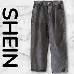 レディース 大きいサイズ SHEIN XL ワイドパンツ ブラック デニム