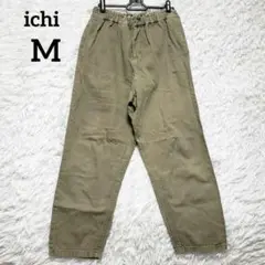 ichi チノパン ウエストゴム 綿100% M 日本製 オリーブグリーン