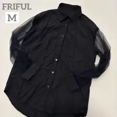 【FRIFUL】シーイン　長袖シャツブラウス　袖シアー　オーバーサイズ　黒　M