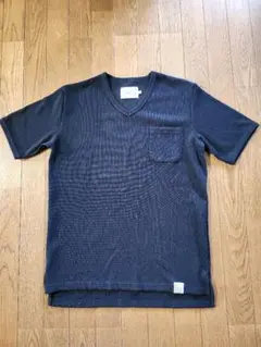アズールバイマウジー Tシャツ メンズ ブラック ワッフル Vネック