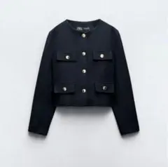 ラウンドネック ピケ ブレザー　ZARA Sサイズ 美品】 ZARA ラウンドネック ピケ ブレザー Sサイズ(7-9号