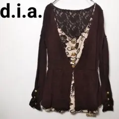 【フォロー割】新品 d.i.a フェイクレイヤード薔薇柄ニットトップス 花柄