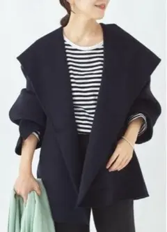 【美品】Plage ハミルトン ハーフコート 36 ネイビー