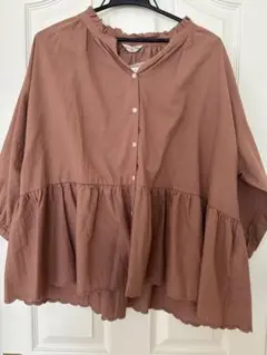 サマンサモスモス 裾スカラップギャザースキッパー　ブラウス　新品