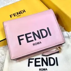 ★極美品 フェンディ コンパクトウォレット 2つ折り財布 ピンク レザー 箱袋