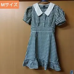【美品】DAZY ドレス ワンピース ティアード フリル パフスリーブ 緑