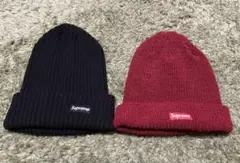 Supreme ニット帽 (2色セット)ブラック・レッド