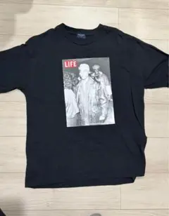 LIFE 2pac プリント 黒 Tシャツ