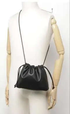 美品【eslow】フェイクレザー　ドロストリングショルダーバッグ