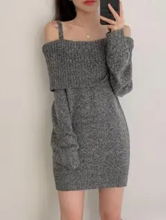 【限定値下げ】新品オフショルニットワンピ