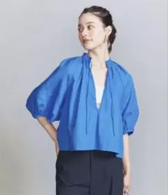 麻コットンドビー Vネックチュニック