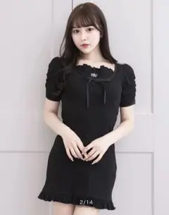 pium フロントボタンワッフルミニワンピース
