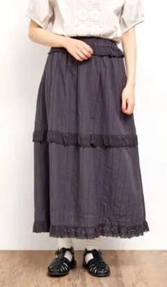 Samantha Mos2 ドビーストライプスカラップレーススカート