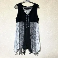 子供用　ノースリーブ　花ドット柄ワンピース
