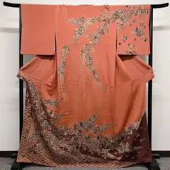 花や雪輪の刺繍の訪問着 着物