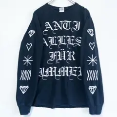 ロングスリーブ Tシャツ 総柄プリント 黒