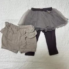 petit main チュール付きパンツ　ショートパンツのセット 80