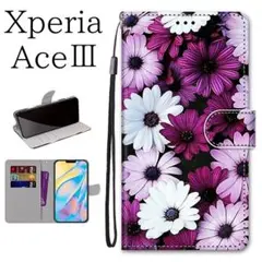 新品■Xperia AceⅢ　エースマーク３　手帳型　クリサンセマム