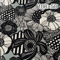ラスト108×50 アートフラワー グレー 綿麻キャンバス