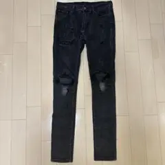 [mnml] X162 Stretch Denim Black UKスタイル
