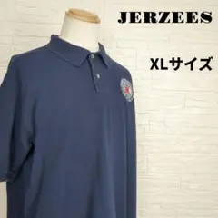 JERZEES 刺繍 ロゴ ポロシャツ 半袖 XLサイズ ネイビー