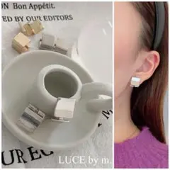 887 シルバースクエア ワンタッチピアス 大 お洒落 大人可愛い