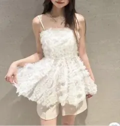 SNIDEL チュール刺繍ベアぺプラムTOPS