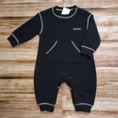 新品 未使用 シンプル 長袖 裏起毛 ロンパース 男の子 黒色 80