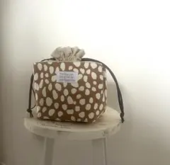 巾着バッグ　ダルメシアン柄