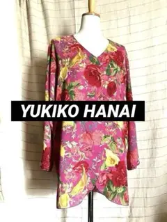 【マダムユキコ ユキコハナイ】フラワープリントロングブラウス　チュニックゆったり