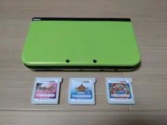 New 3DS LL ライムグリーン ゲームソフト3本付き　充電器付き　中古