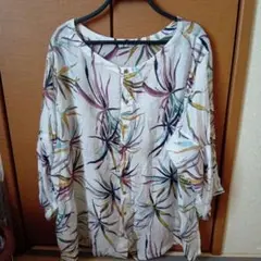 BOU JELOUD　大きいサイズ　ボタニカル柄シャツチュニック