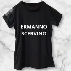 d146＊エルマンノシェルヴィーノ 半袖Tシャツ イタリア シルク混 シアー袖