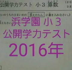 浜学園 小3 2016年 公開学力テスト 算数 国語
