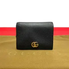 極 美品 グッチ ダブルG ロゴ金具 レザー 二つ折り コインケース カード入れ