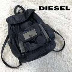 【訳あり格安】 DIESEL ナイロン リュック ブラック ロゴプレート 金具